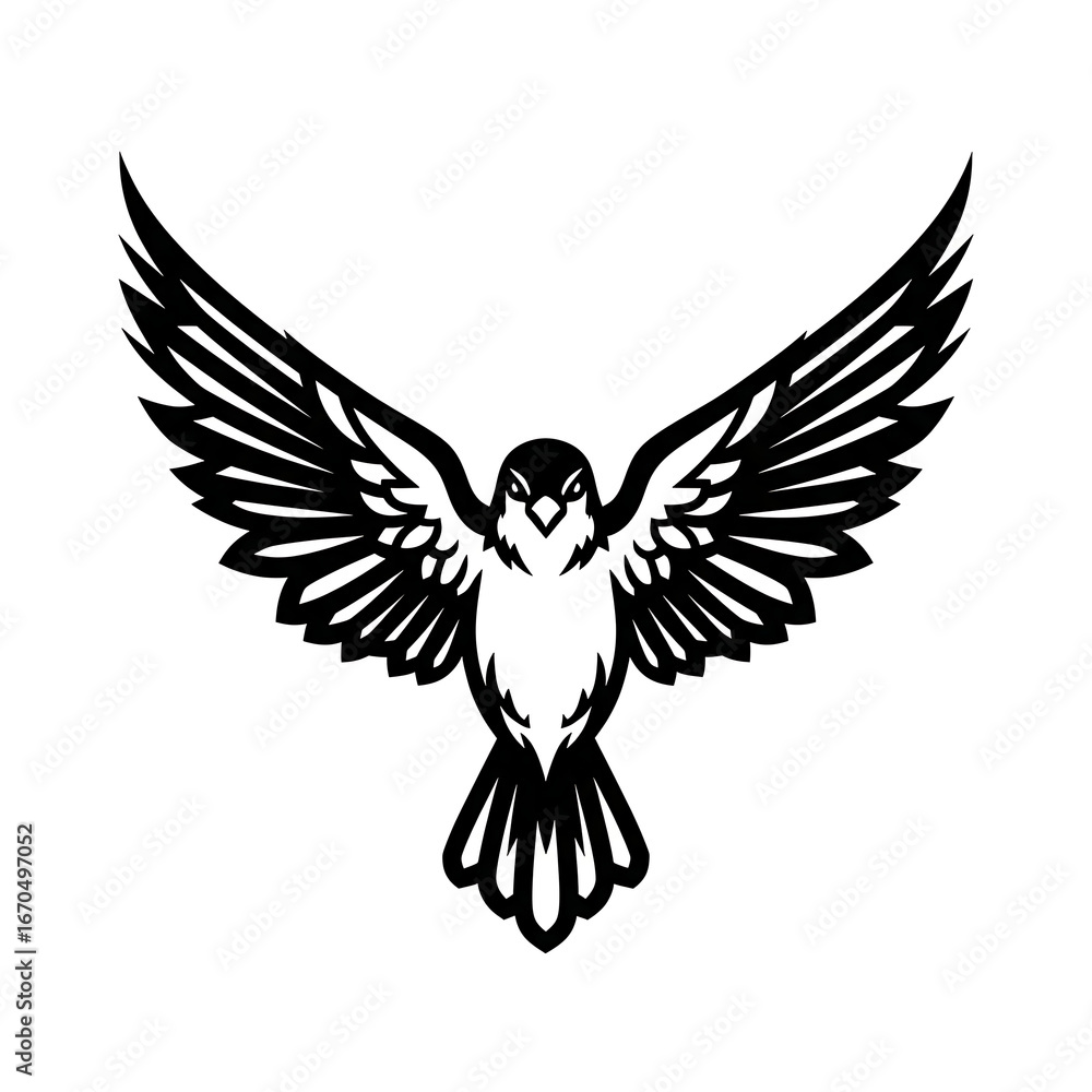 Obraz premium Stylized eagle in flight isolated on white background