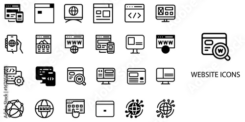 Website simple concept 24 Black and White color icons set .Vector illustration.	