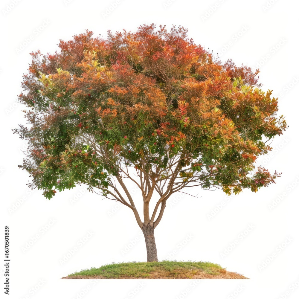 Fototapeta premium Vibrant autumn tree on hill