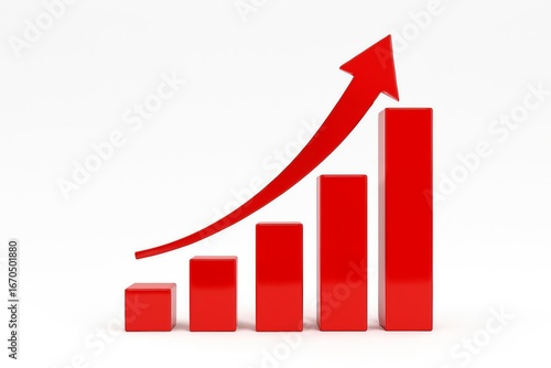 Red bar graph showing upward trend with arrow indicating growth and success Free Download Red bar graph showing upward trend with arrow indicating growth and success - GFXLoad