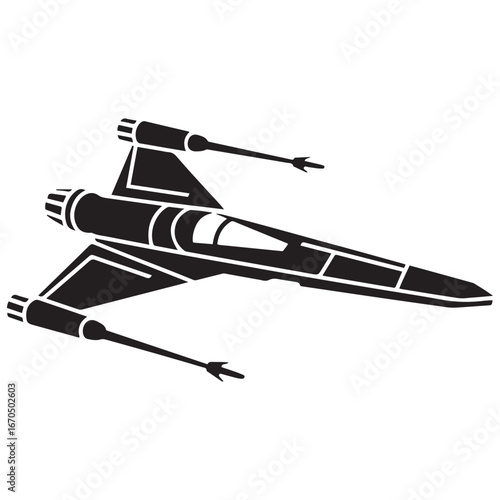 Light interceptor type Eta 2 Aktis solid icon, star wars concept, Jedi starfighter vector sign. Vector black silhouette. with white background