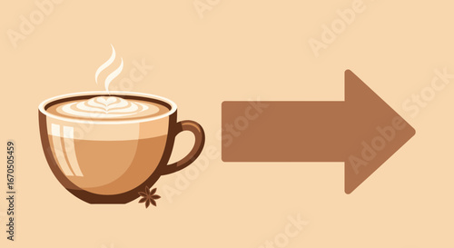 Coffee Break Pointing Towards Progress With Anis Star Directional Vector Illustration