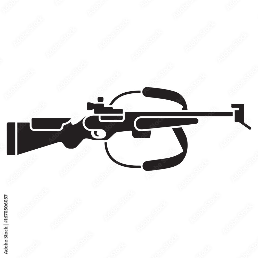 Naklejka premium Shotgun for biathlon solid icon, Winter sport concept, firearm sign. Vector black silhouette. with white background