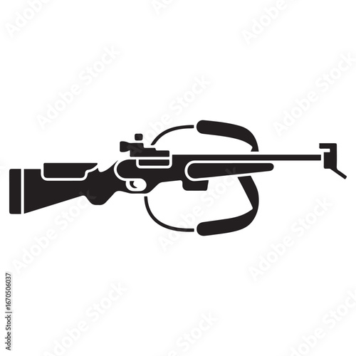 Shotgun for biathlon solid icon, Winter sport concept, firearm sign.  Vector black silhouette. with white background