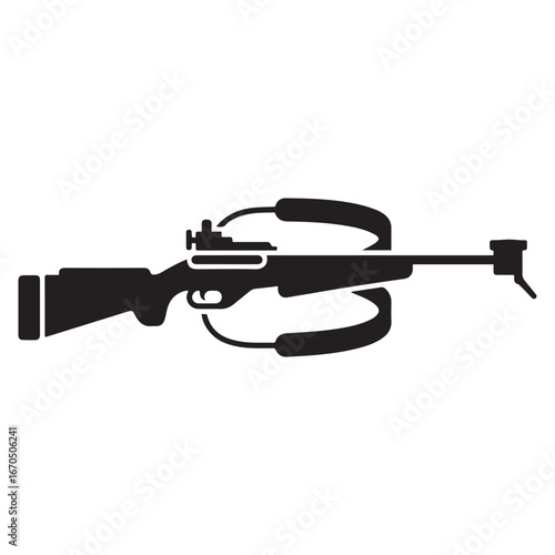 Shotgun for biathlon solid icon, Winter sport concept, firearm sign.  Vector black silhouette. with white background