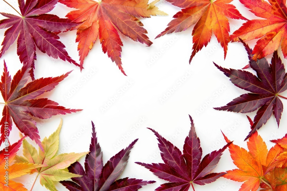 Fototapeta premium Colorful autumn leaves frame