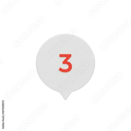 Number three inside a speech bubble icon with a gradient effect and a pointer transparent background