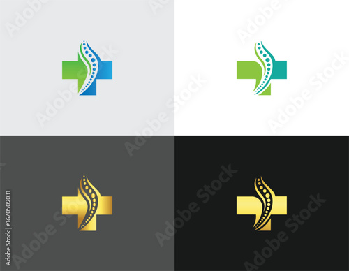 Medical cross with stylized serpent logo design vector template