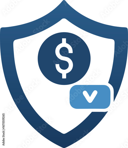 Secure dollar icon with checkmark, representing financial security and safety