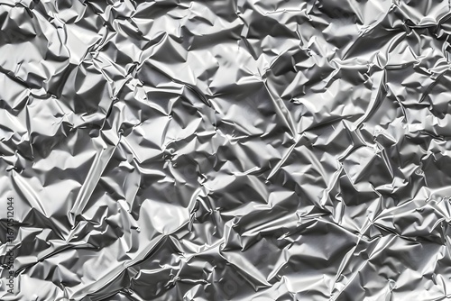 Shiny metal silver gray foil leaf crumpled texture background 