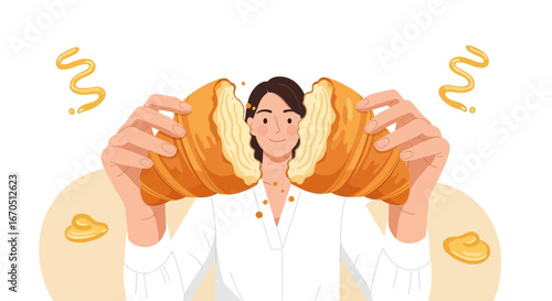 Enjoying Freshly Baked Croissant A Culinary Delight and Tasty Pastry