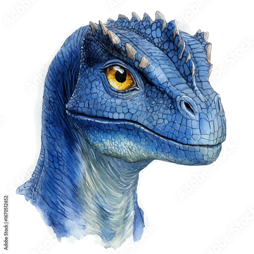Parasaurolophus, watercolor illustration vector, isolated on a white background.