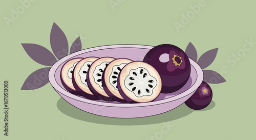 Exotic Jabuticaba Fruits Arrangement Minimalist Food Illustration Presentation