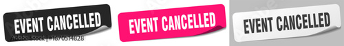event cancelled sticker. event cancelled sticker set on white background