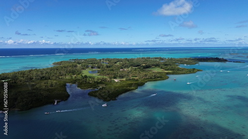 Wallpaper Mural 4K Drone flight above the beautiful dream vacation destination île aux cerf in Mauritius  Torontodigital.ca