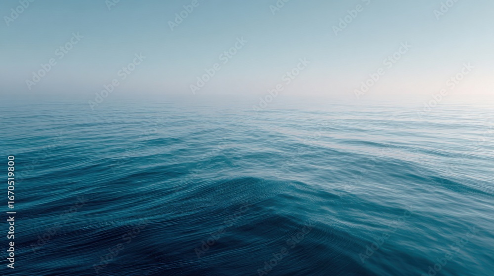 Fototapeta premium A tranquil horizon shot of a calm sea under a clear sky. This image evokes a sense of peace, solitude, and the vast, endless beauty of nature.