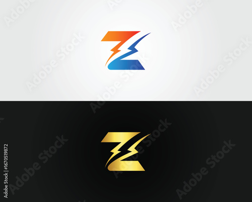 Dynamic Z lightning bolt logo design abstract energy symbol vector template