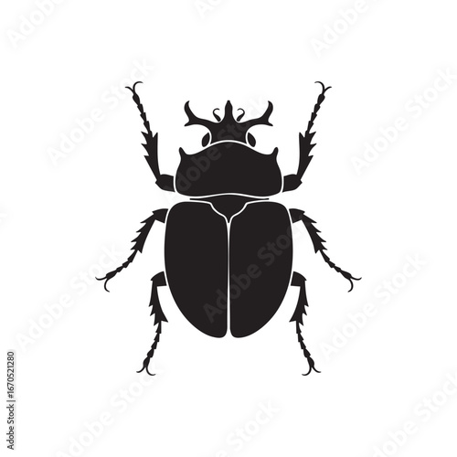Black Beetle Silhouette Logo Vector Design