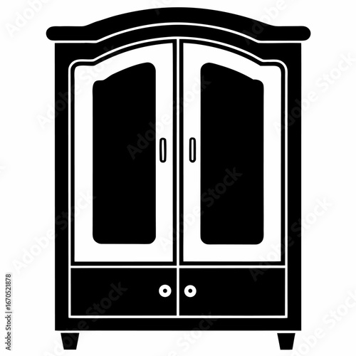 Solid black silhouette of a modern wardrobe