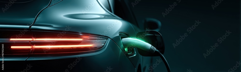 Fototapeta premium Electric car charging at night