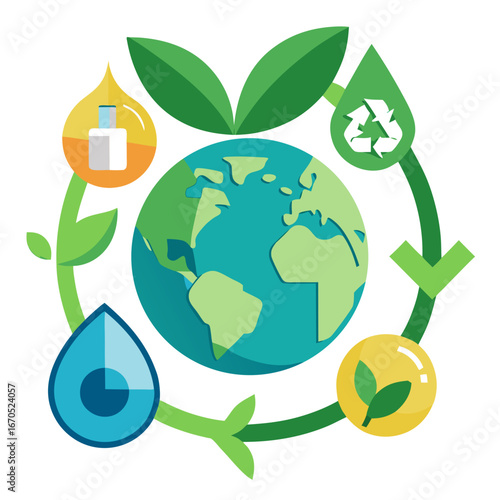 ecology concept with earth and green leaves