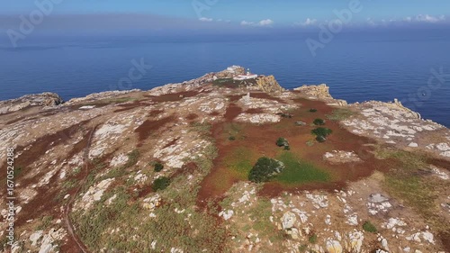 Faro de las Islas Sisargas en la Grande, Malpica, A Coruña, Galicia