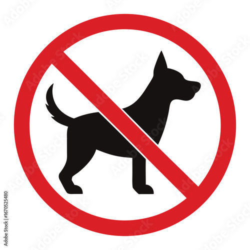 Prohibition sign with black dog silhouette no dogs animal