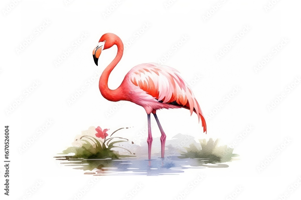 Fototapeta premium Flamingo animal bird white background.