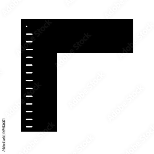 Black and white image displaying a try square for woodworking precision