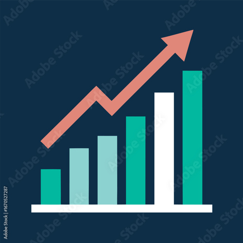 Free Download Upward trending bar chart with arrow graph growth - GFXLoad