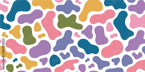 Colorful blob pattern features pastel hues scattered on a clean white background to create a modern vibe
