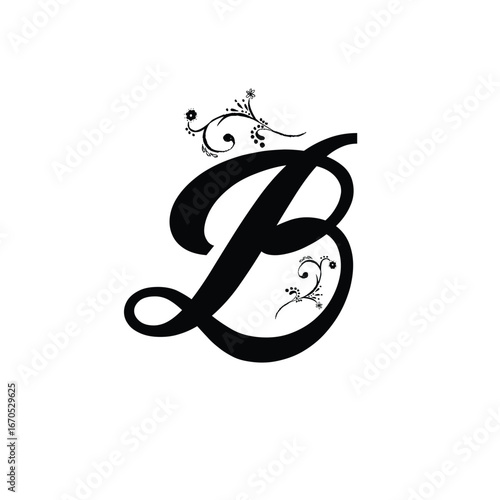 script letter B, fancy B monogram, minimalist letter B, cursive letter B, uppercase B monogram, lowercase B monogram, gold letter B,