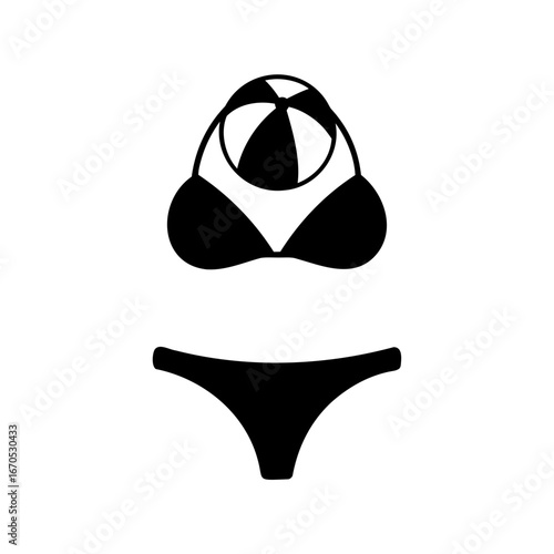Silhouette of a bikini with beach ball for Summer fun concept
