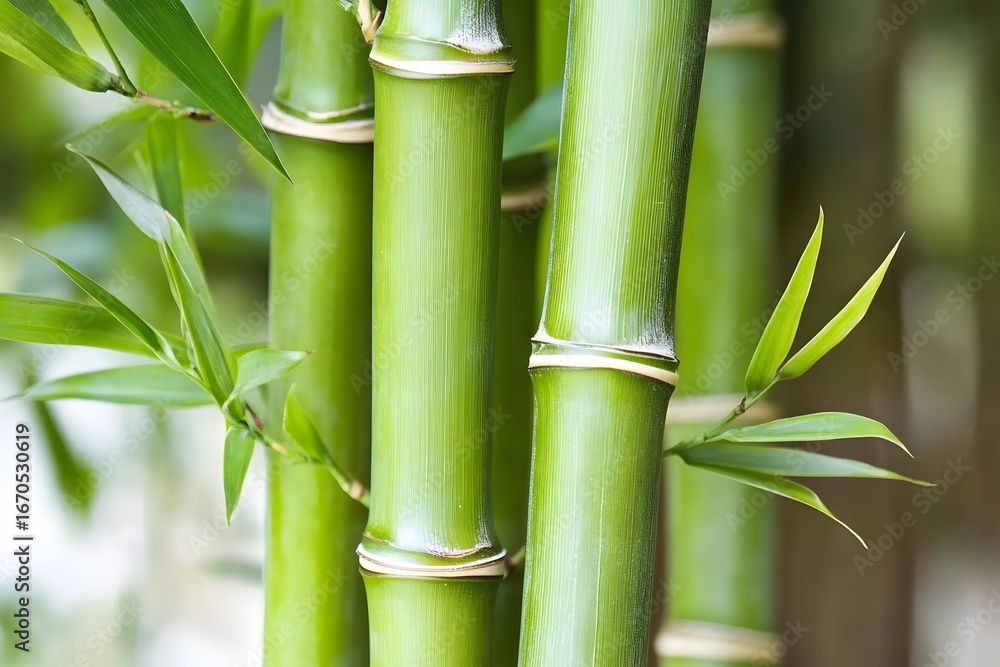 Obraz premium Vibrant Green Bamboo Stalks Close Up Nature Photography