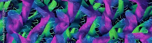 Abstract design with vibrant colors and flowing lines.