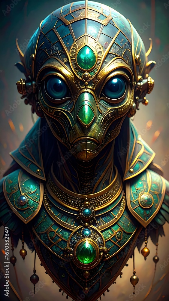 Fototapeta premium Alien portrait, ornate armor