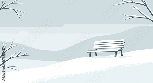 Serene Winter Landscape Scene Depicting Solitude and Tranquility in Nature