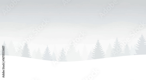 Serene Winter Landscape With Evergreen Trees In Soft Hues Background