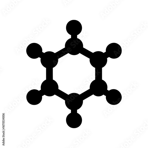 Chemical structure with a hexagon core and six attached molecular groups