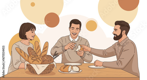Sharing Bread With Friends Creates Warmth And Connection During a Meal