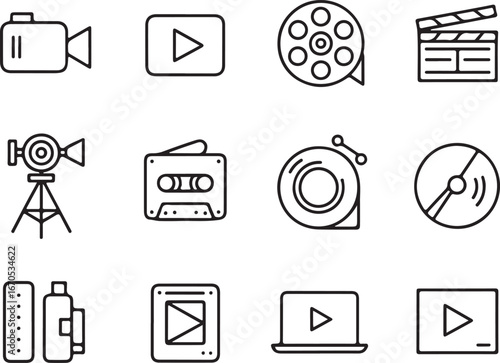 Video production and film making linear icons
