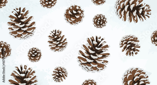 Snowy Pinecones Falling Against A Bright Backdrop Perfect For The Winter Season