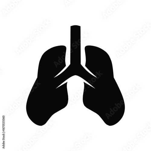 black silhouette illustration of human lungs with trachea