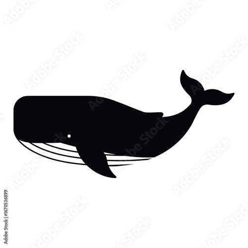 Silhouette of a whale, a majestic marine mammal, showcasing its immense size and grace in the vast ocean environment