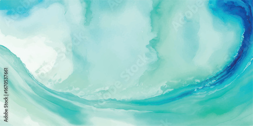 Soothing watercolor wave gradient in pastel tones of green and blue perfect for spa, yoga, and wellness branding