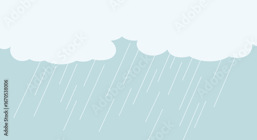 Simple illustration of raindrops falling from clouds with a minimalist design style for weather presentations and educational purposes