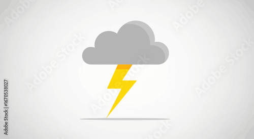 Simple Illustration Of Stormy Weather With Cloud And Lightning Strike