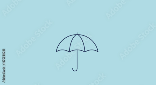 Simple Umbrella Icon On Light Blue Background For Protection And Safety