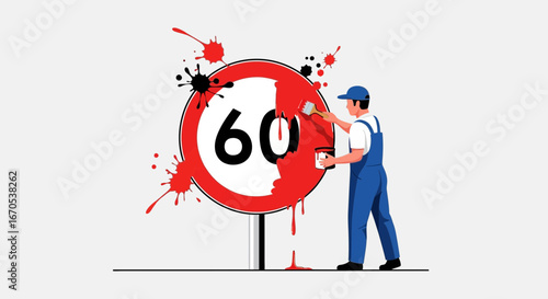 Sixty Speed Limit Being Redefined With Bold Color By A Painter