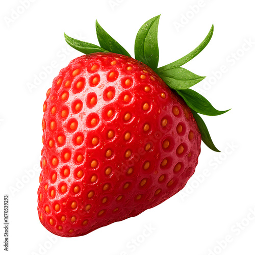 Ripe red strawberry isolated on transparent background